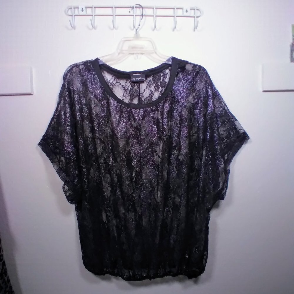Black & Gold Stretch Lace Top by: 'say anything' 1X